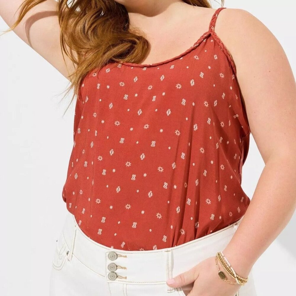 Torrid Challis Braided Sleeveless Tank Red 3 3X 24
